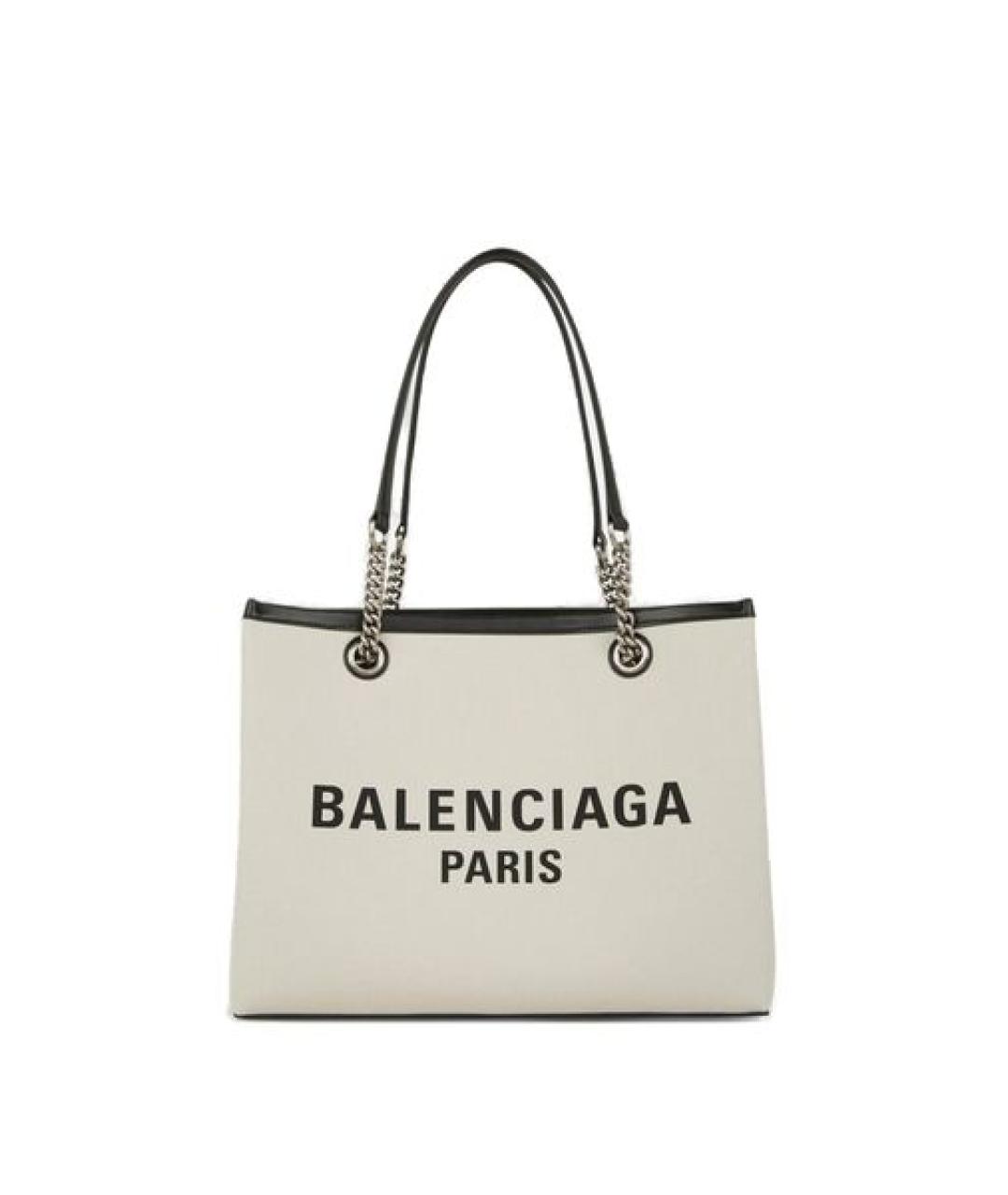 BALENCIAGA Бежевая тканевая сумка тоут, фото 1