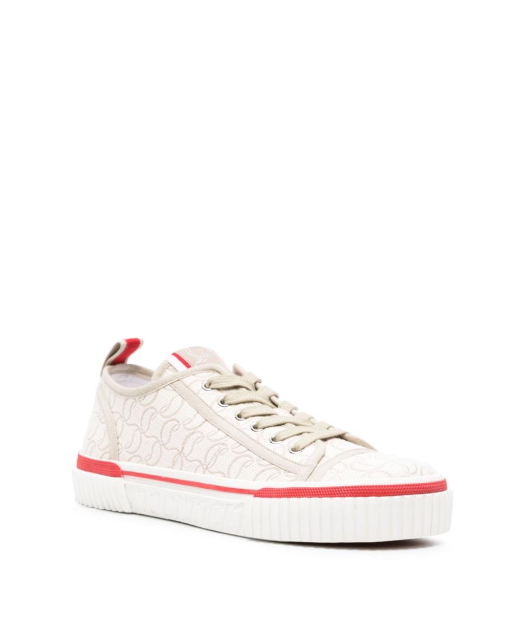 CHRISTIAN LOUBOUTIN Бежевые низкие кроссовки / кеды, фото 4