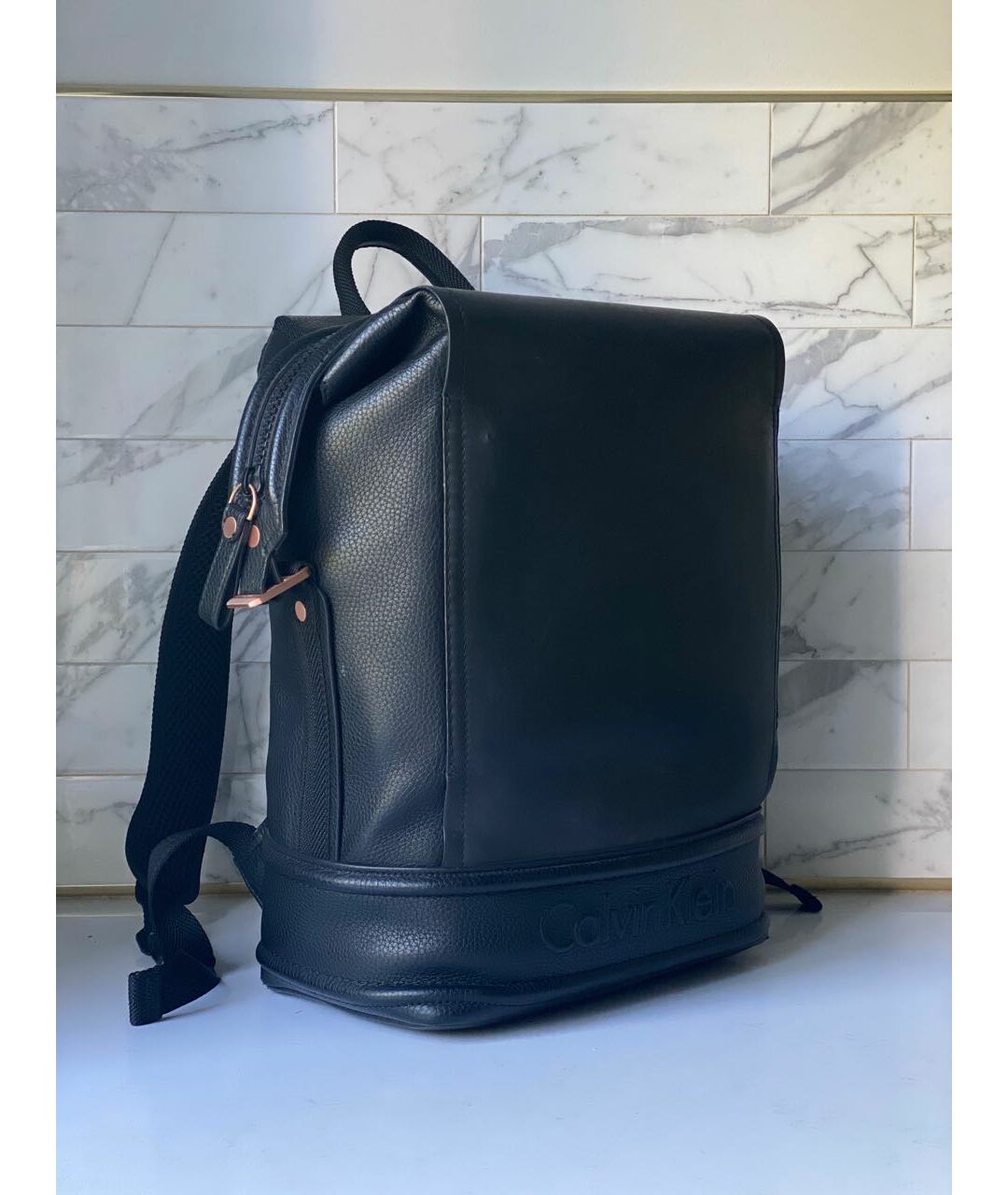 CALVIN KLEIN Черный рюкзак из искусственной кожи, фото 2