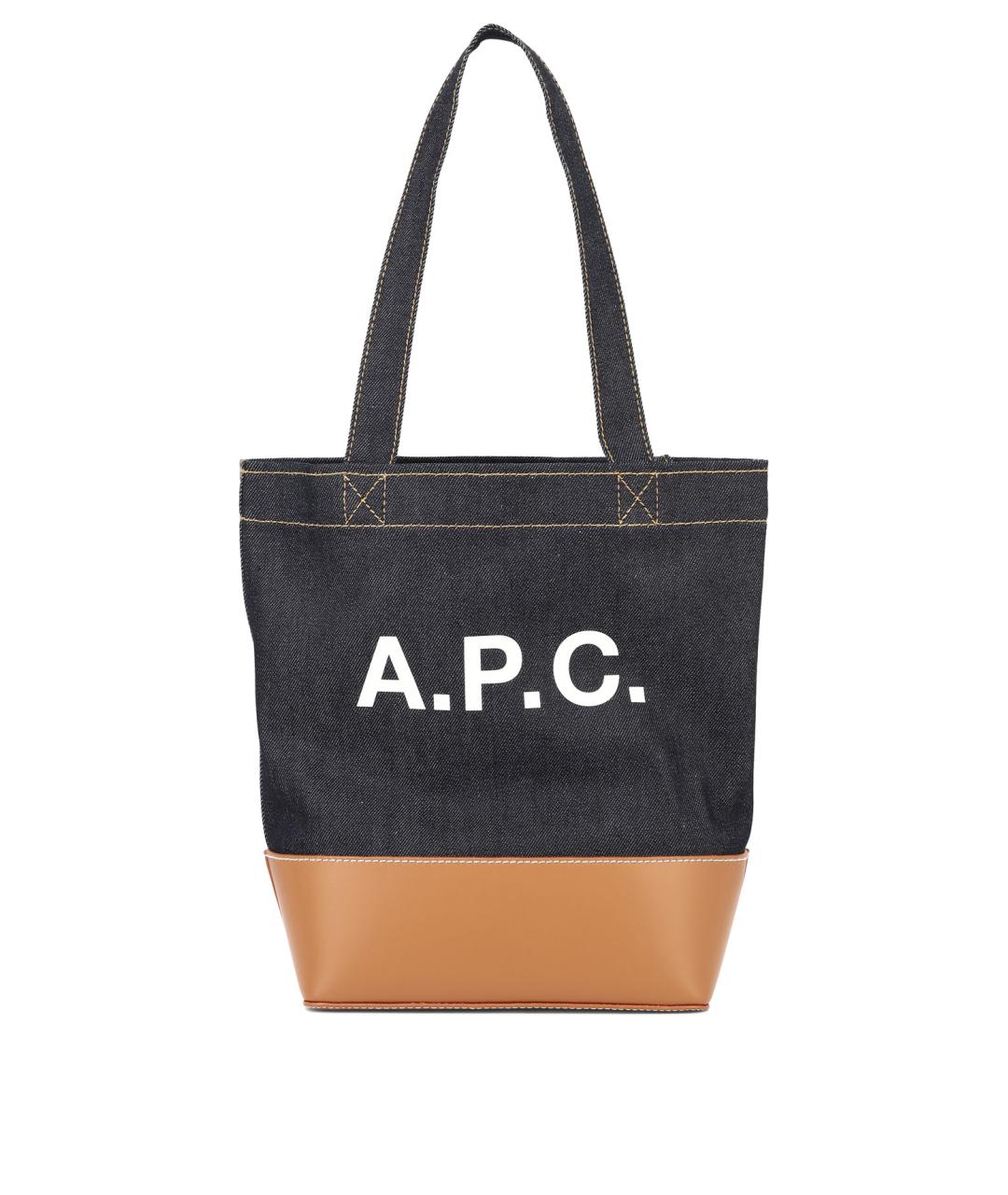 A.P.C. Темно-синяя хлопковая сумка тоут, фото 1