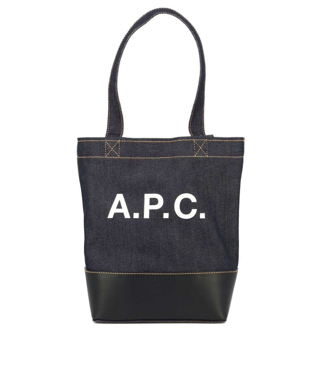 A.P.C. Темно-синяя хлопковая сумка тоут, фото 1