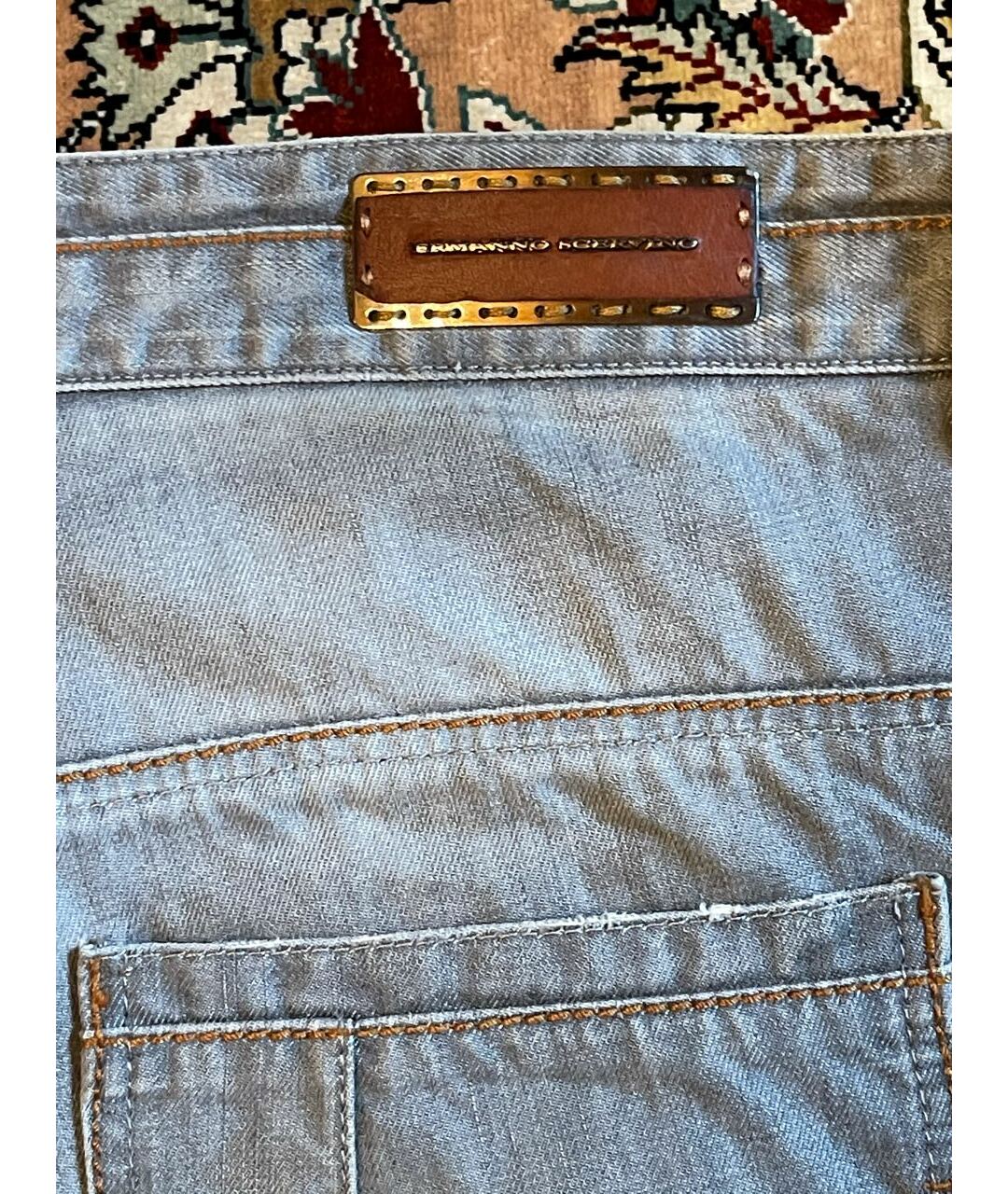 ERMANNO SCERVINO Серые хлопко-эластановые прямые джинсы, фото 6