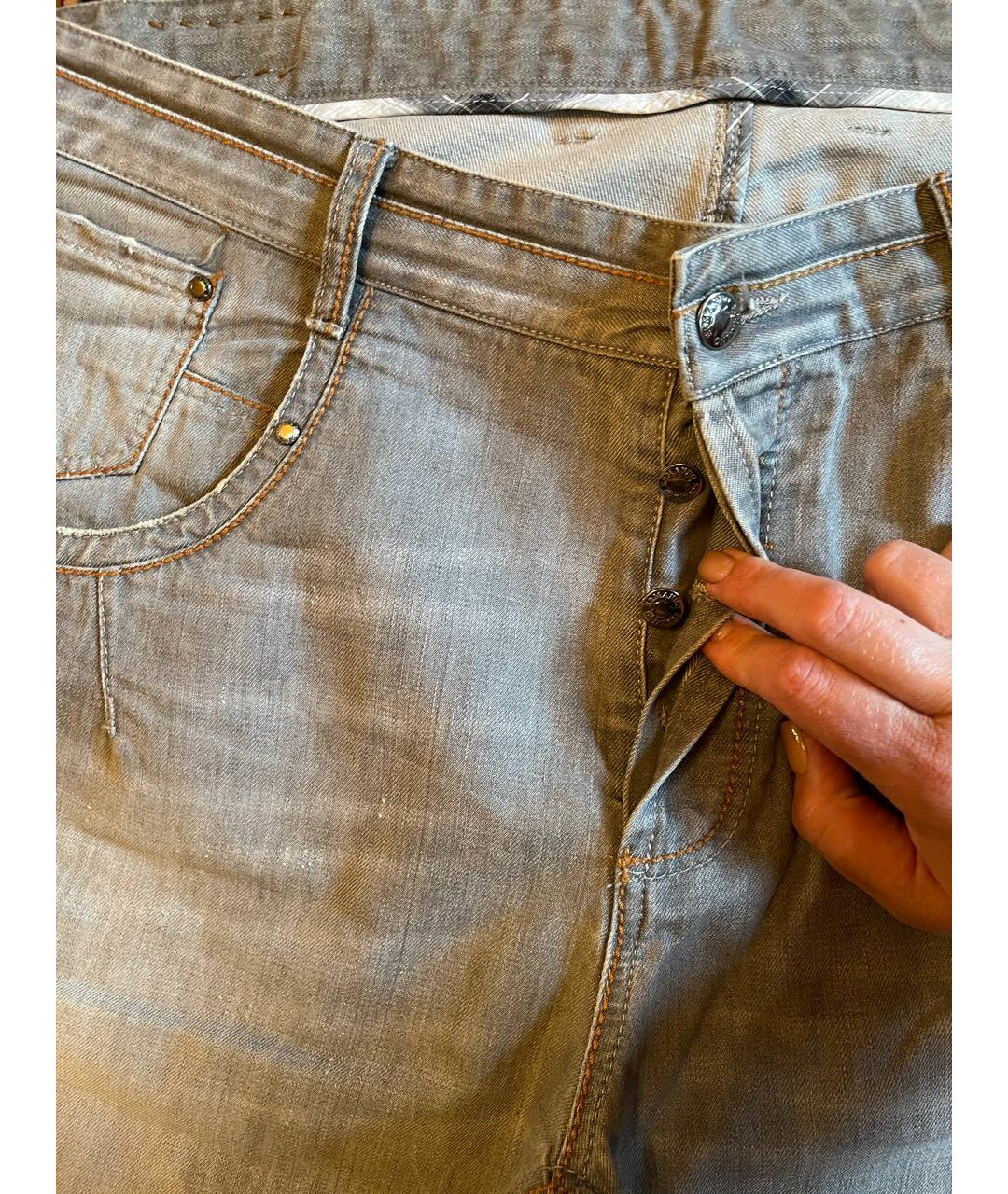 ERMANNO SCERVINO Серые хлопко-эластановые прямые джинсы, фото 5