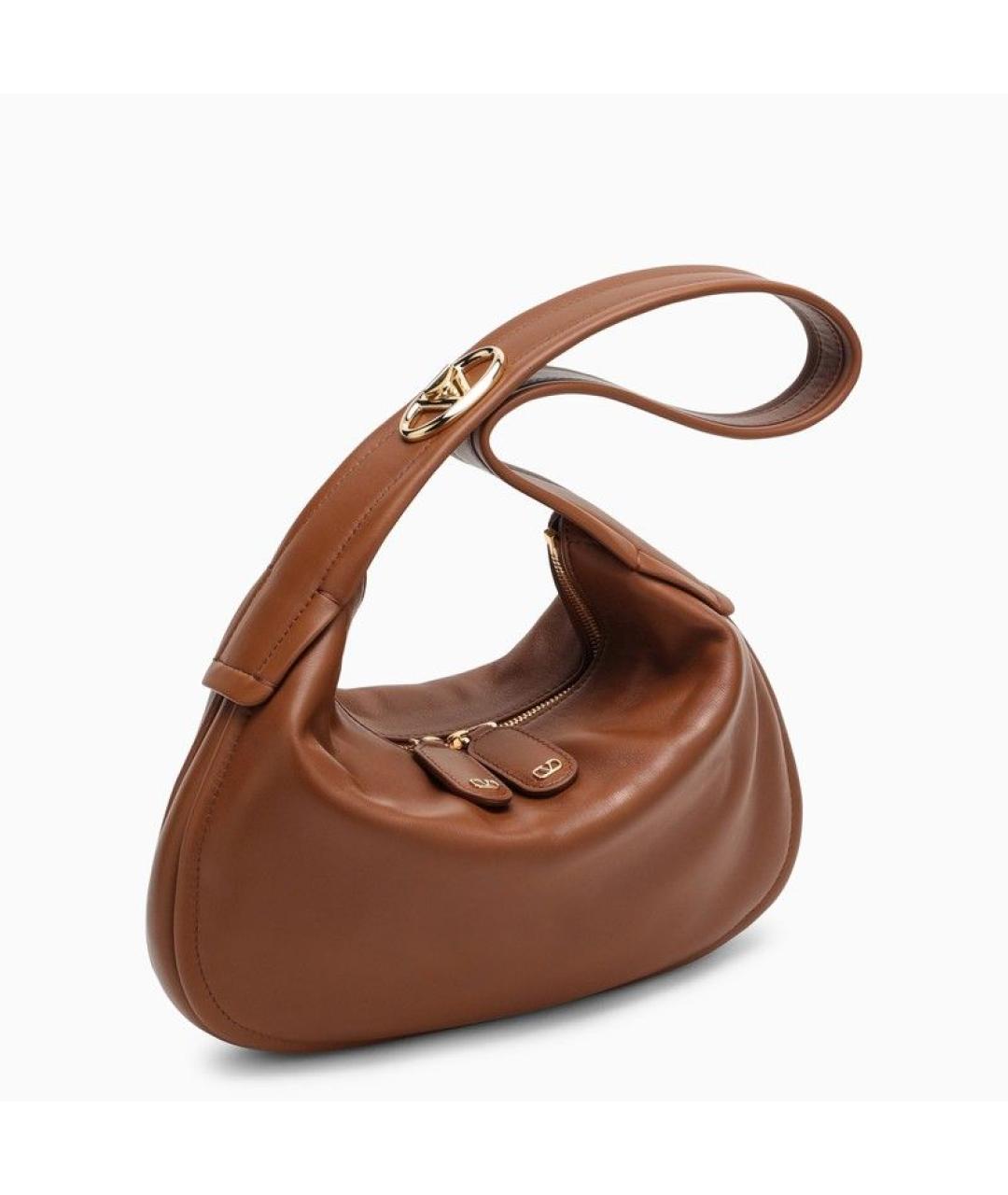 VALENTINO Коричневая кожаная сумка через плечо, фото 2