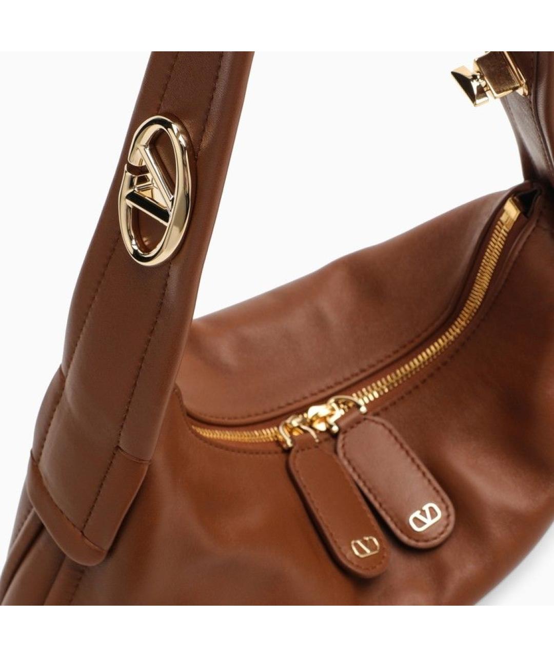 VALENTINO Коричневая кожаная сумка через плечо, фото 5