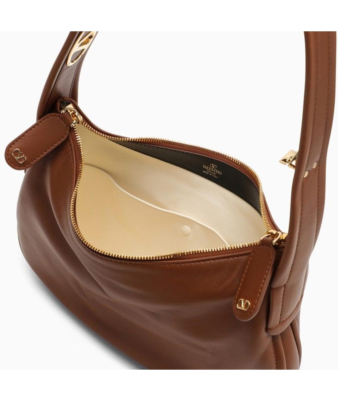 VALENTINO Коричневая кожаная сумка через плечо, фото 4