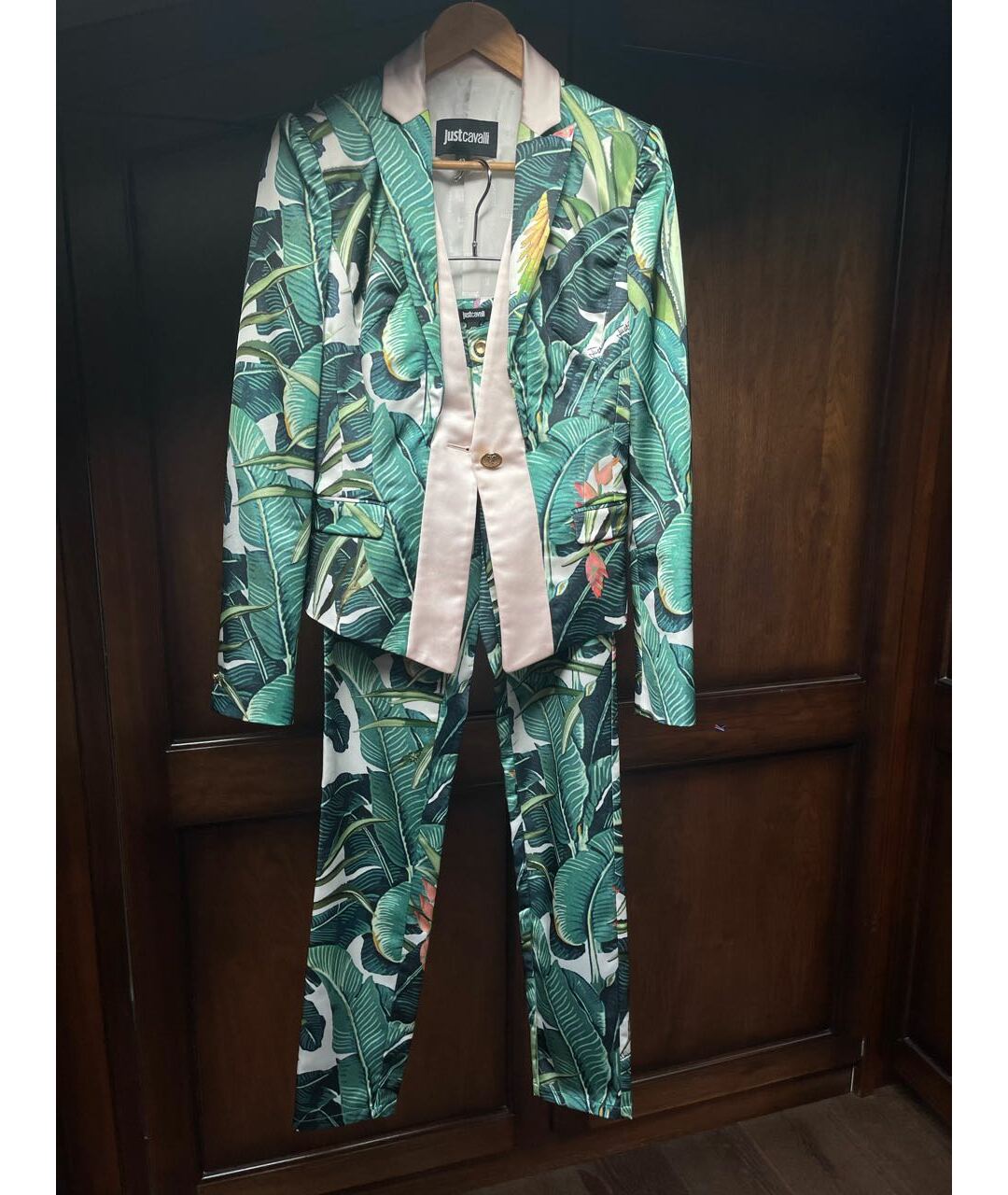 JUST CAVALLI Зеленый полиэстеровый костюм с брюками, фото 5