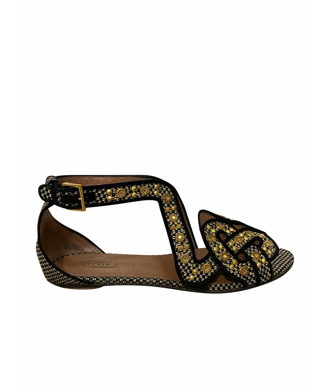 ALAIA Золотые текстильные сандалии, фото 1