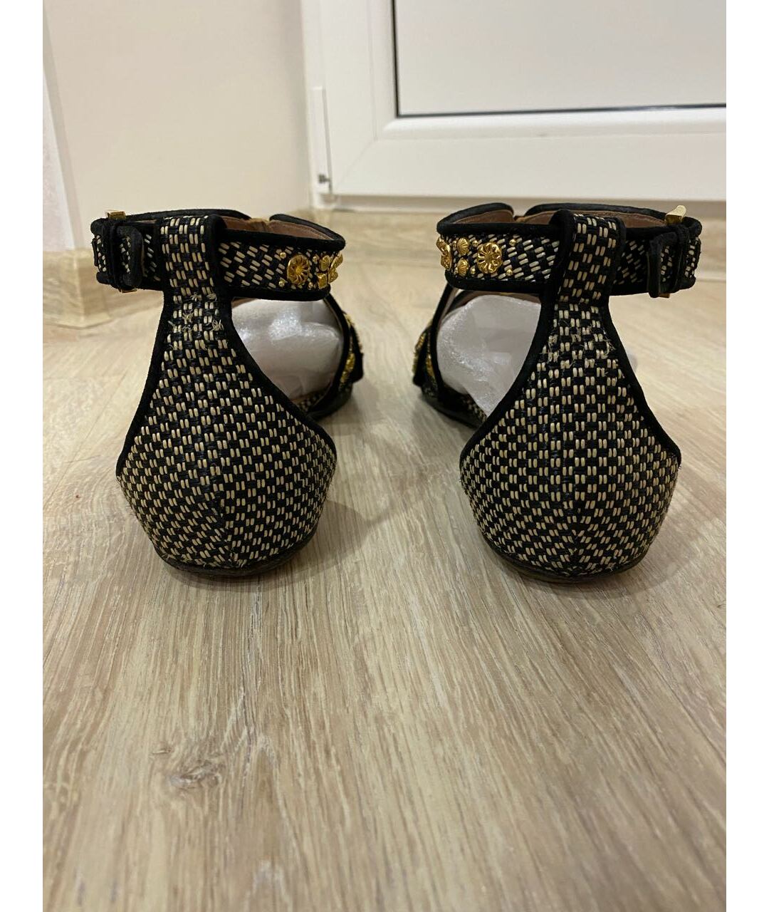 ALAIA Золотые текстильные сандалии, фото 4