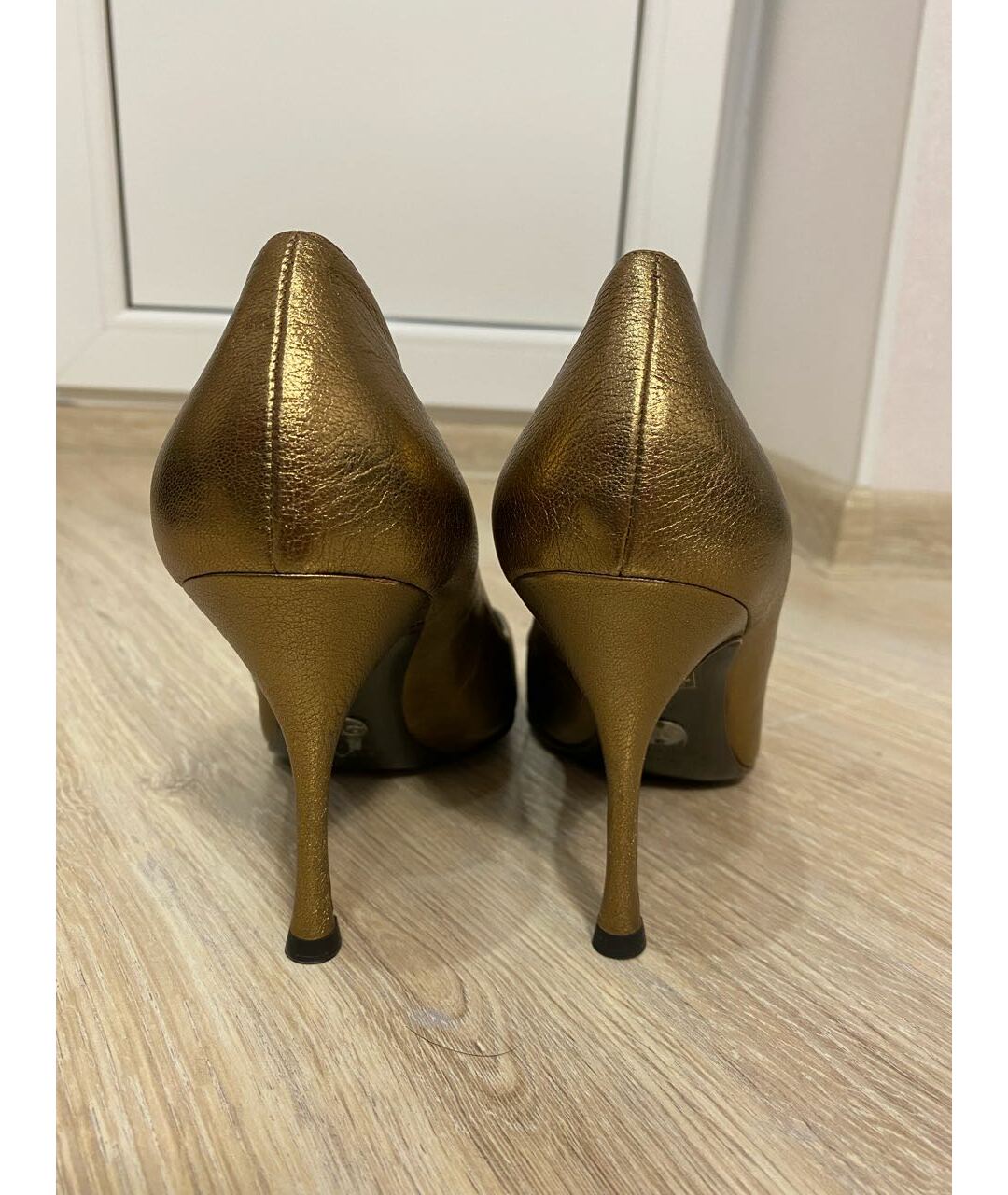 DOLCE&GABBANA Золотые кожаные туфли, фото 4