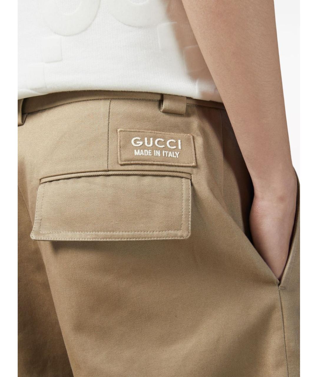 GUCCI Бежевые хлопковые повседневные брюки, фото 5