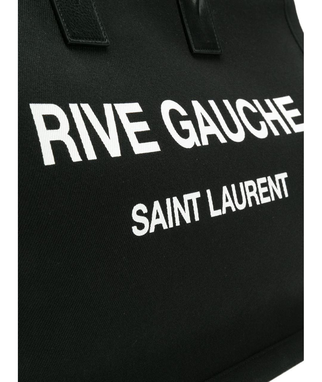 SAINT LAURENT Черная кожаная сумка тоут, фото 4