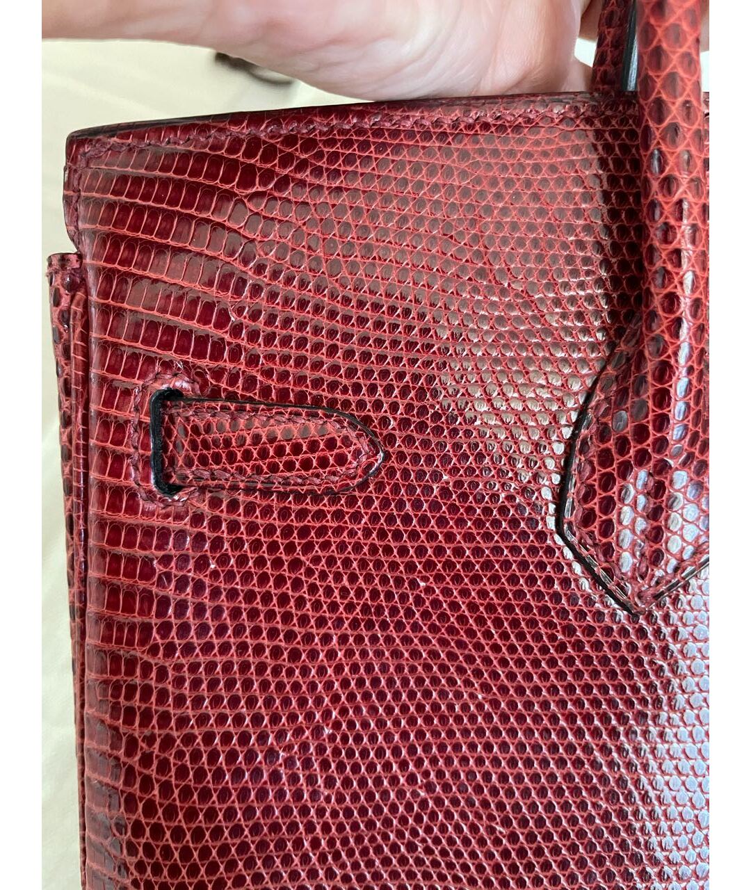 HERMES Бордовая сумка тоут из экзотической кожи, фото 6
