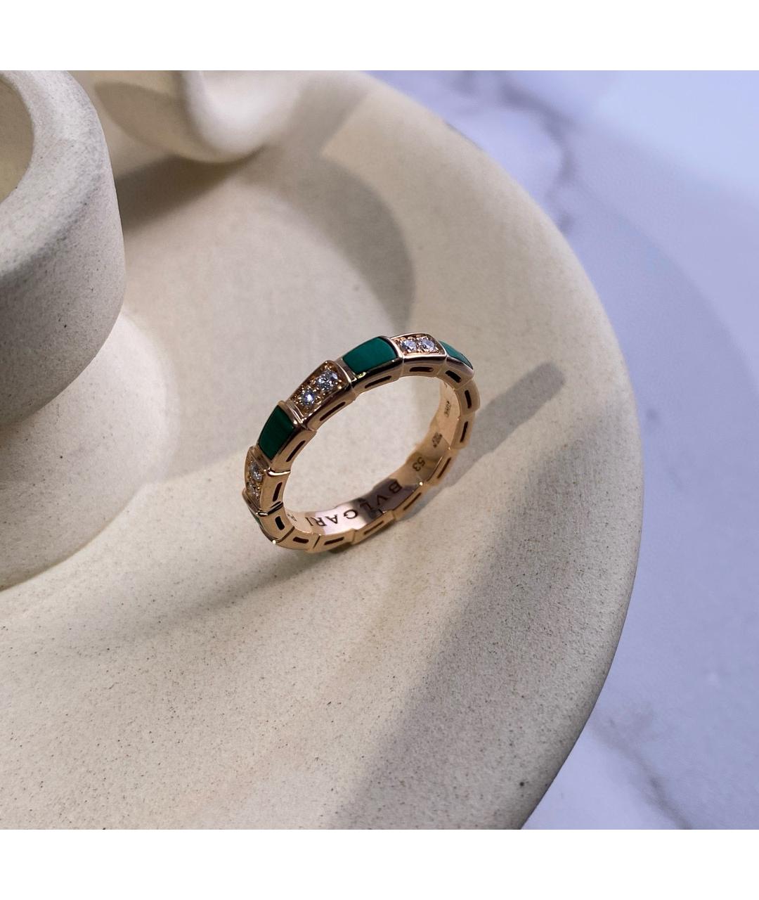 BVLGARI Зеленое кольцо из розового золота, фото 3