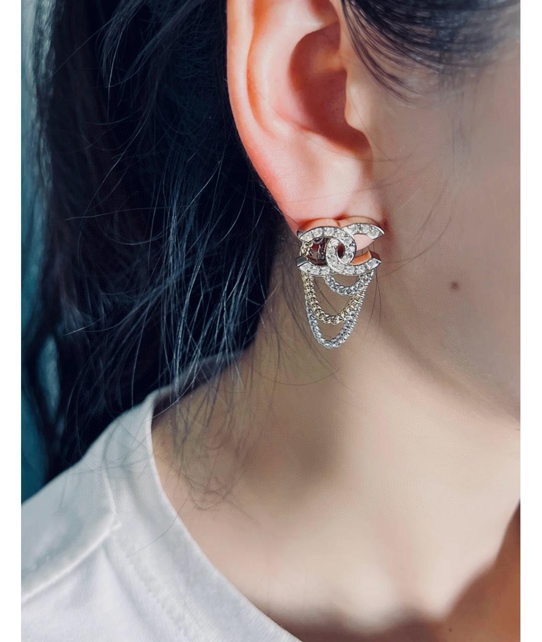 CHANEL Белые серьги, фото 6