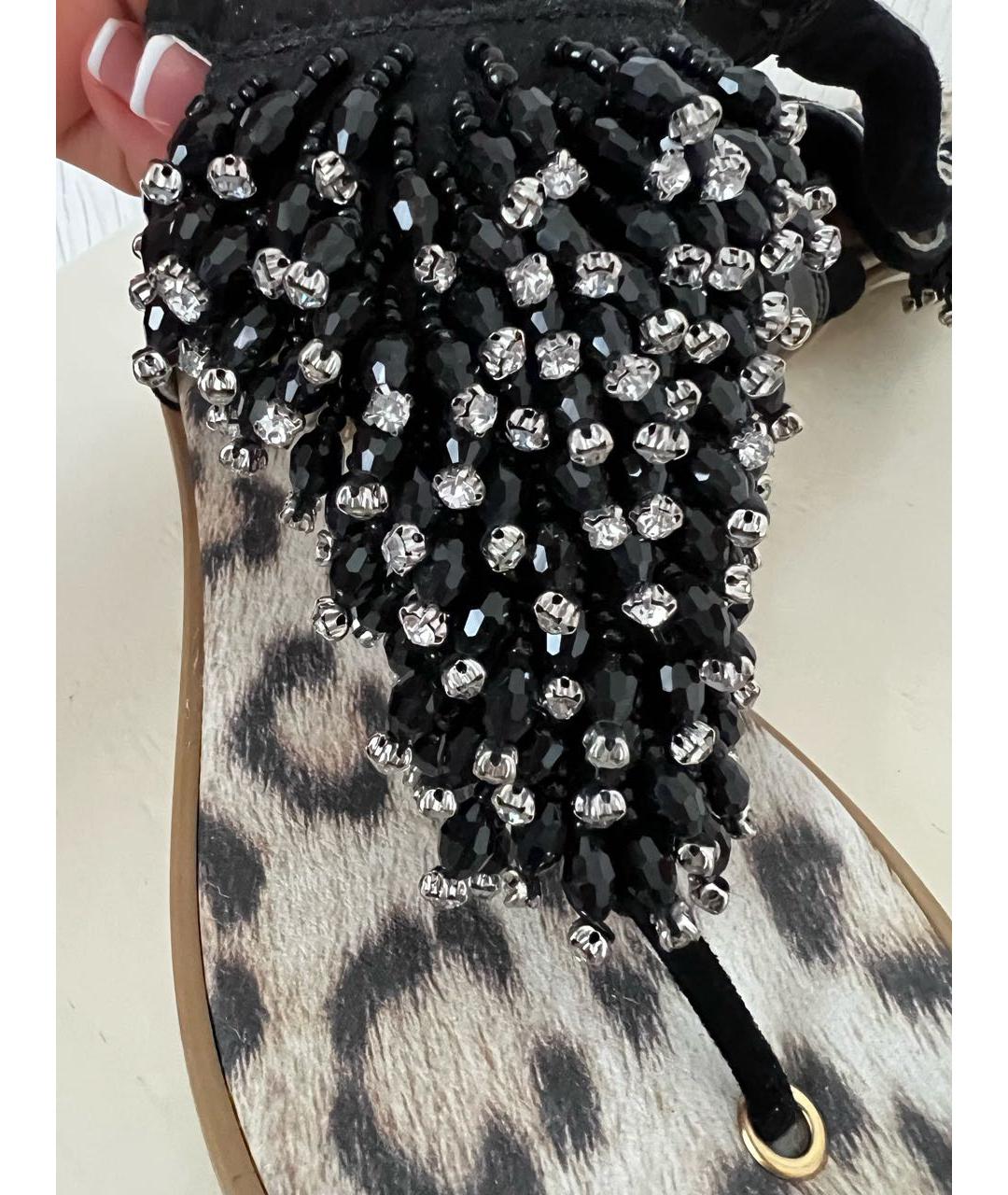 ROBERTO CAVALLI Черные кожаные босоножки, фото 6