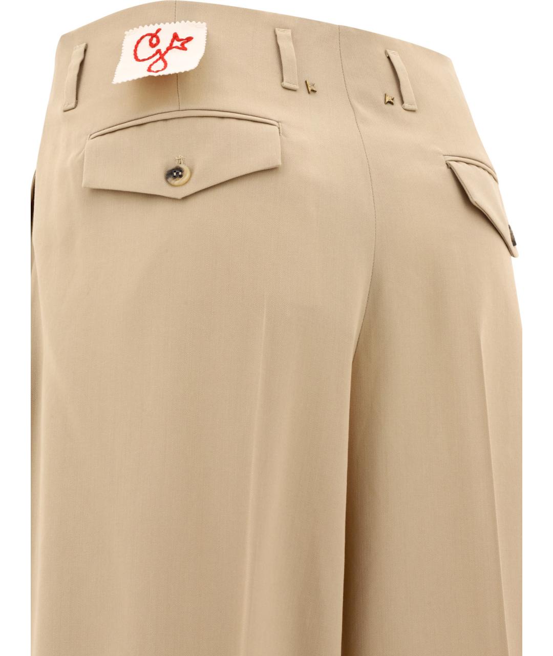 GOLDEN GOOSE DELUXE BRAND Бежевые шерстяные прямые брюки, фото 4