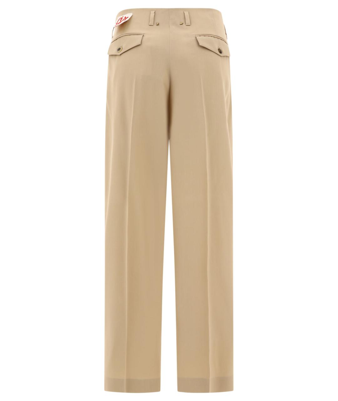 GOLDEN GOOSE DELUXE BRAND Бежевые шерстяные прямые брюки, фото 2