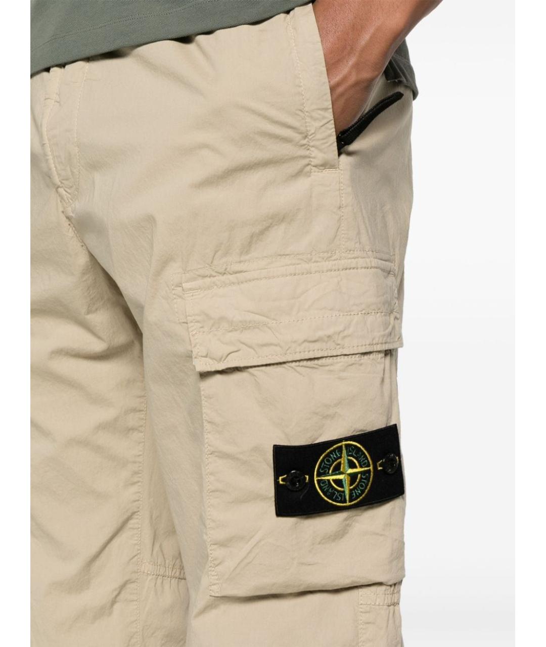 STONE ISLAND Бежевые хлопковые повседневные брюки, фото 5