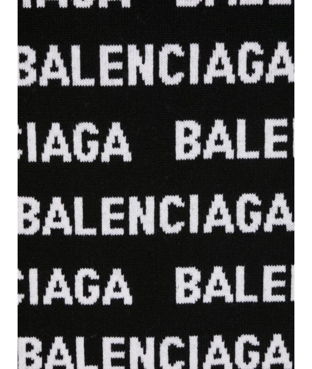 BALENCIAGA Черный шерстяной шарф, фото 2