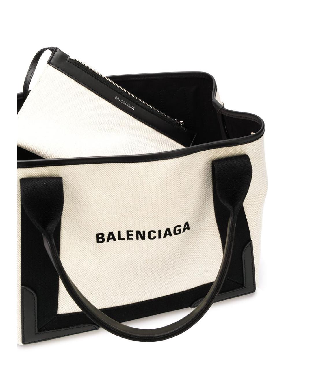 BALENCIAGA Белая хлопковая сумка тоут, фото 2