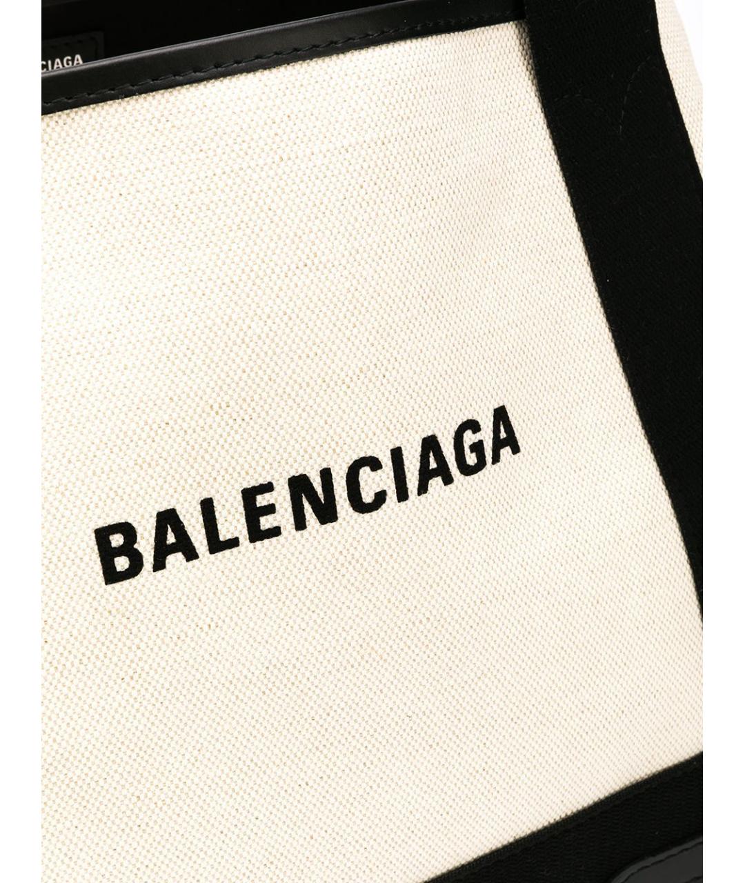 BALENCIAGA Белая хлопковая сумка тоут, фото 3