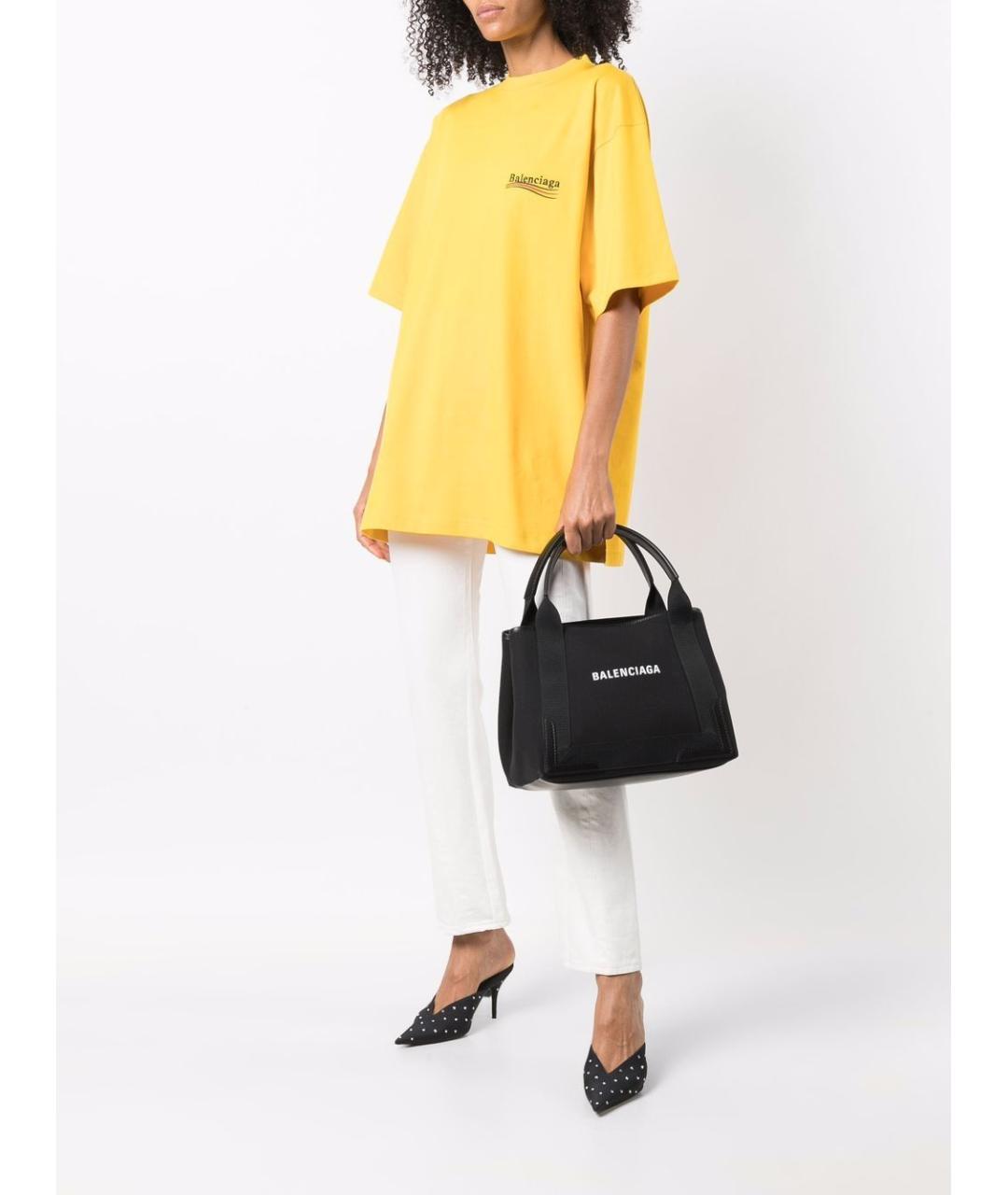 BALENCIAGA Черная хлопковая сумка тоут, фото 2