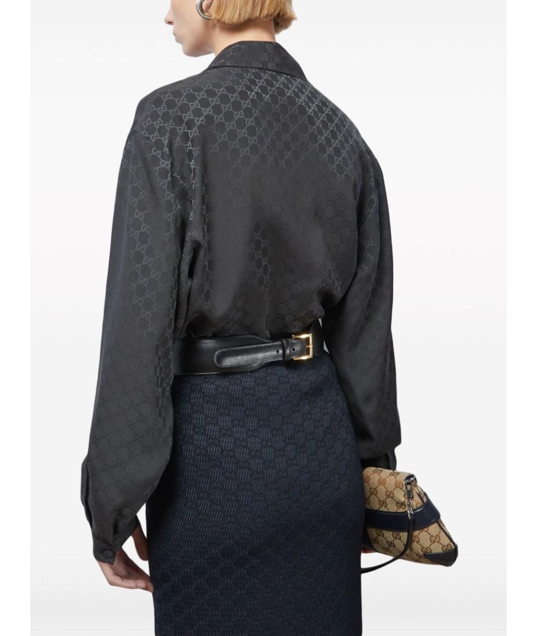 GUCCI Черная шелковая блузы, фото 4
