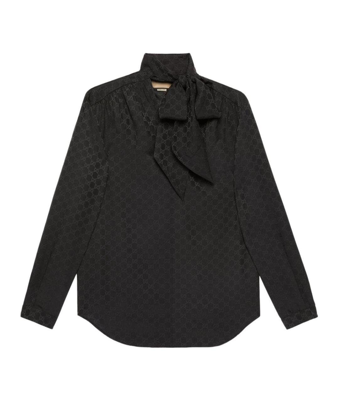GUCCI Черная шелковая блузы, фото 1