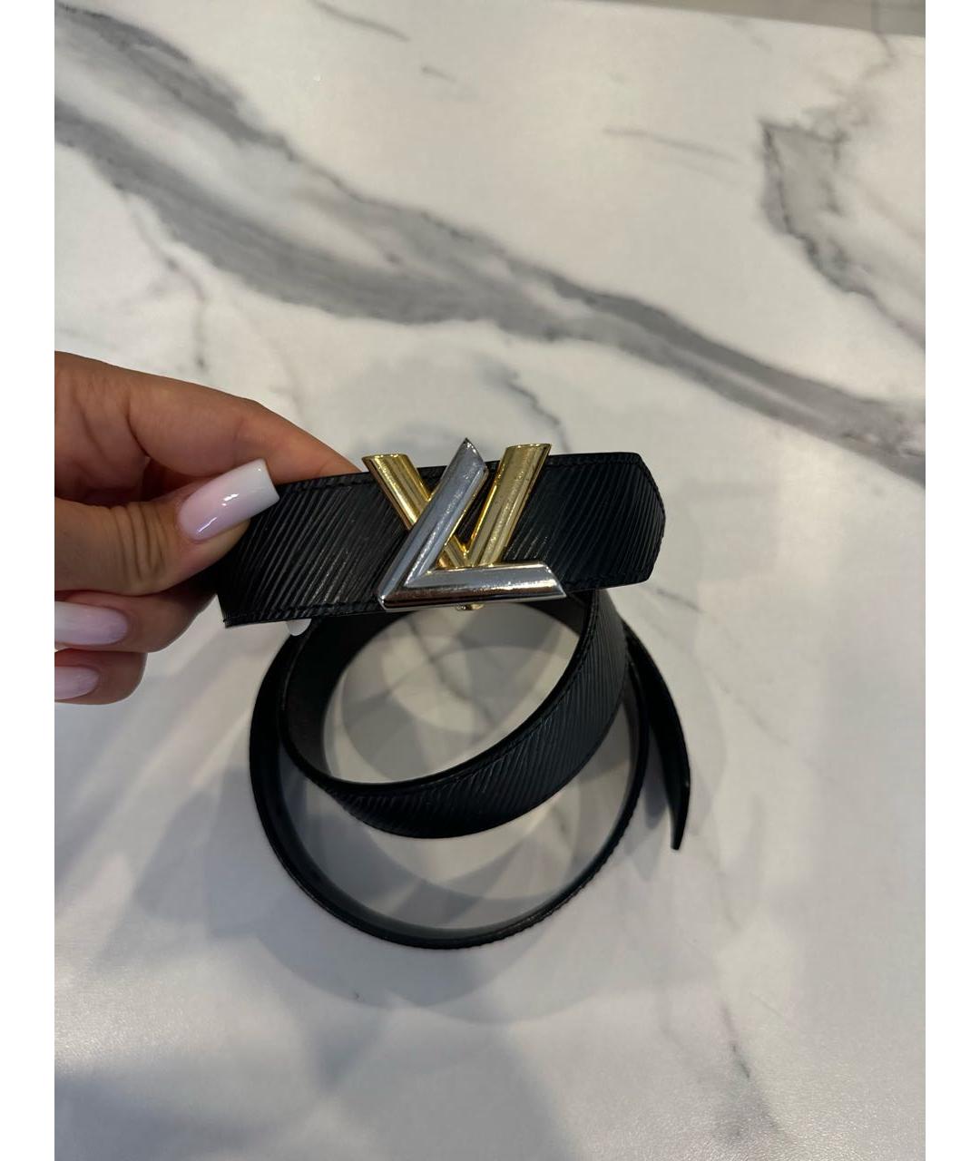 LOUIS VUITTON Черный кожаный ремень, фото 4
