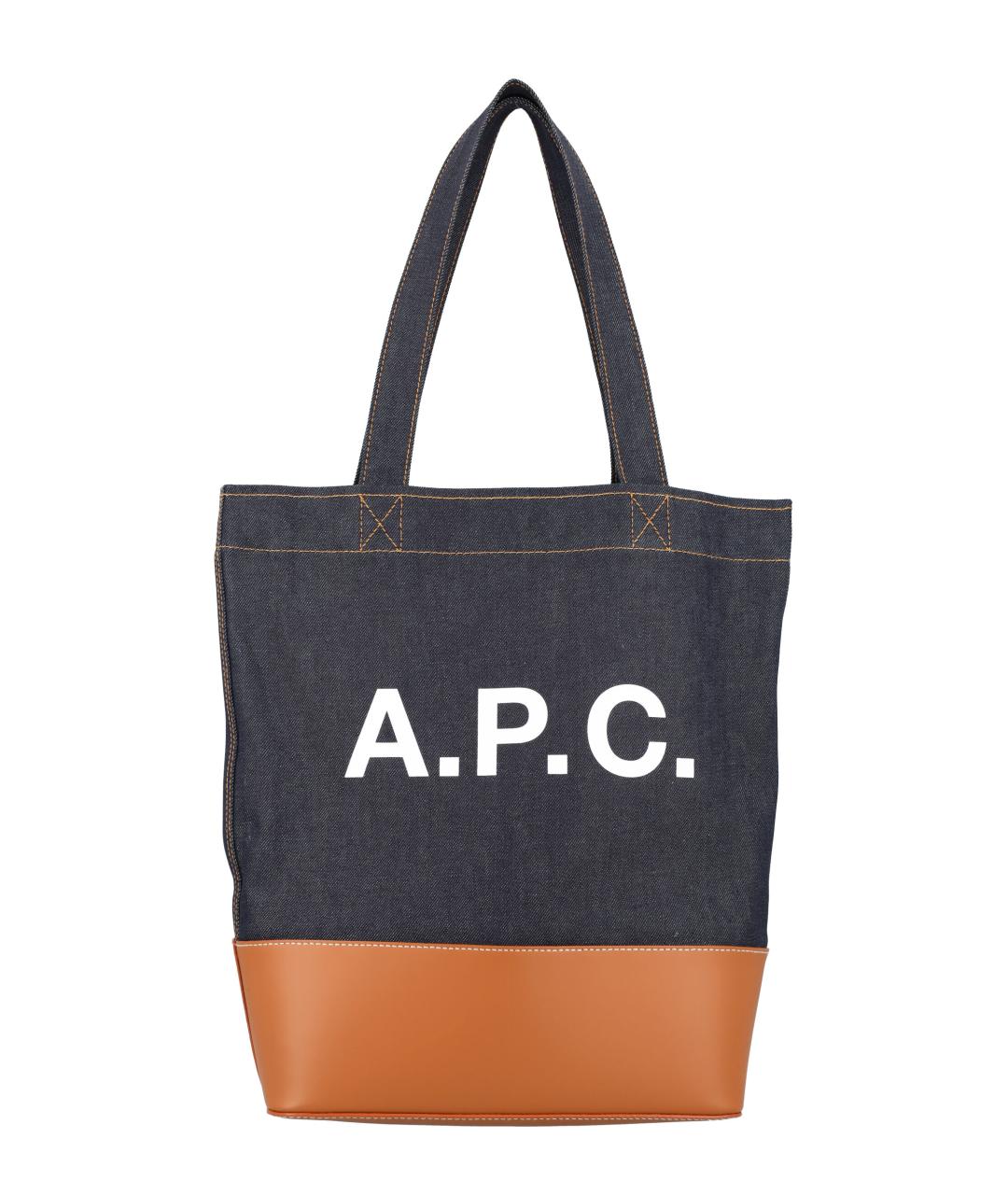 A.P.C. Темно-синяя хлопковая сумка тоут, фото 1