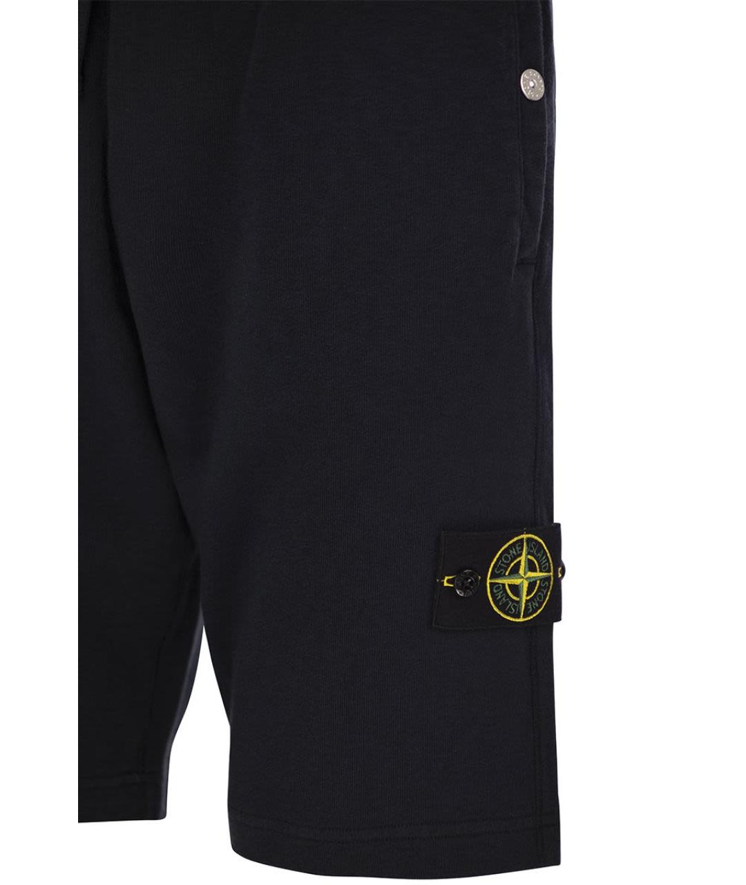 STONE ISLAND Черные хлопковые шорты, фото 4