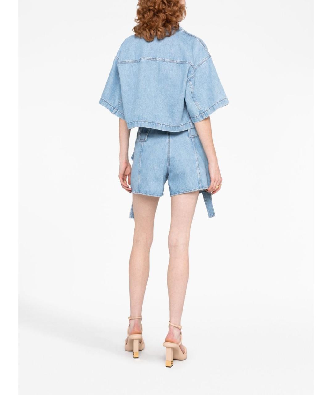 FENDI Голубые хлопковые шорты, фото 5