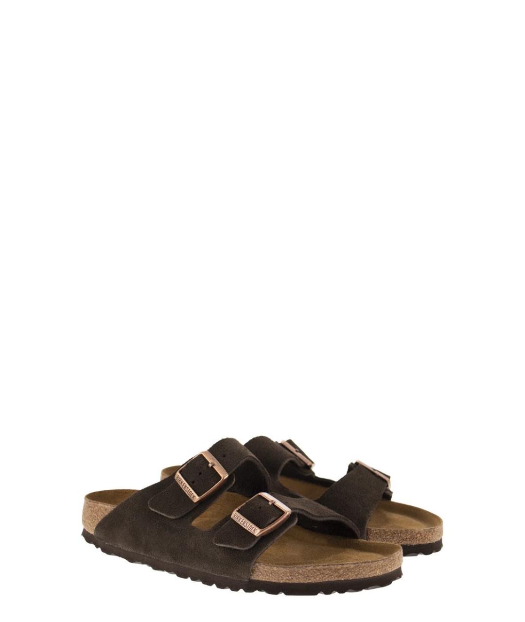 BIRKENSTOCK Коричневые кожаные шлепанцы, фото 4