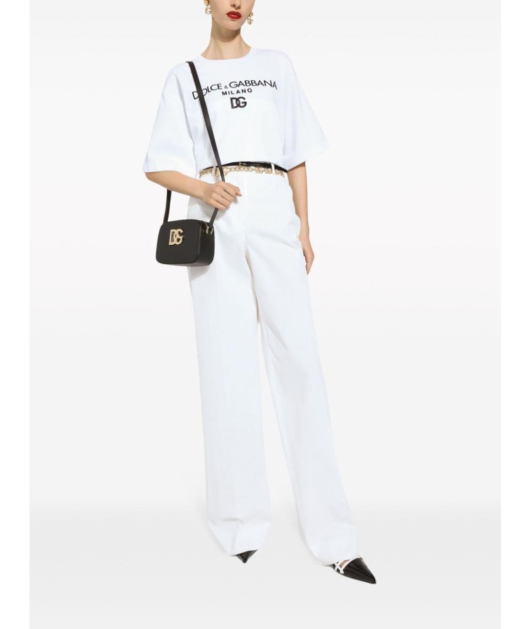 DOLCE&GABBANA Белые хлопковые прямые брюки, фото 2
