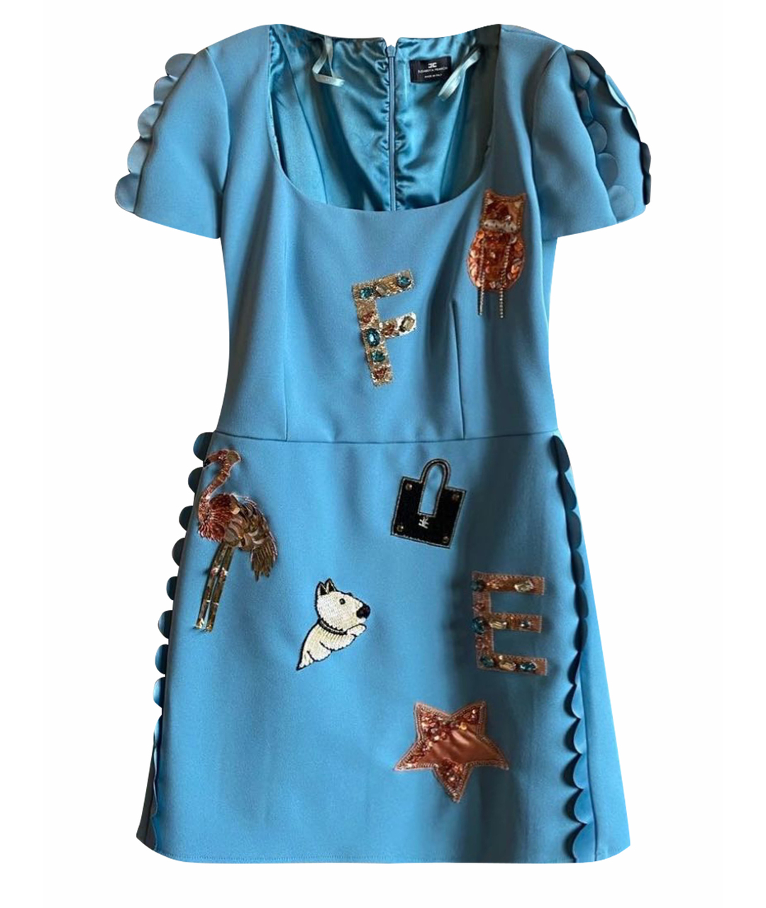 ELISABETTA FRANCHI Голубое полиэстеровое повседневное платье, фото 1