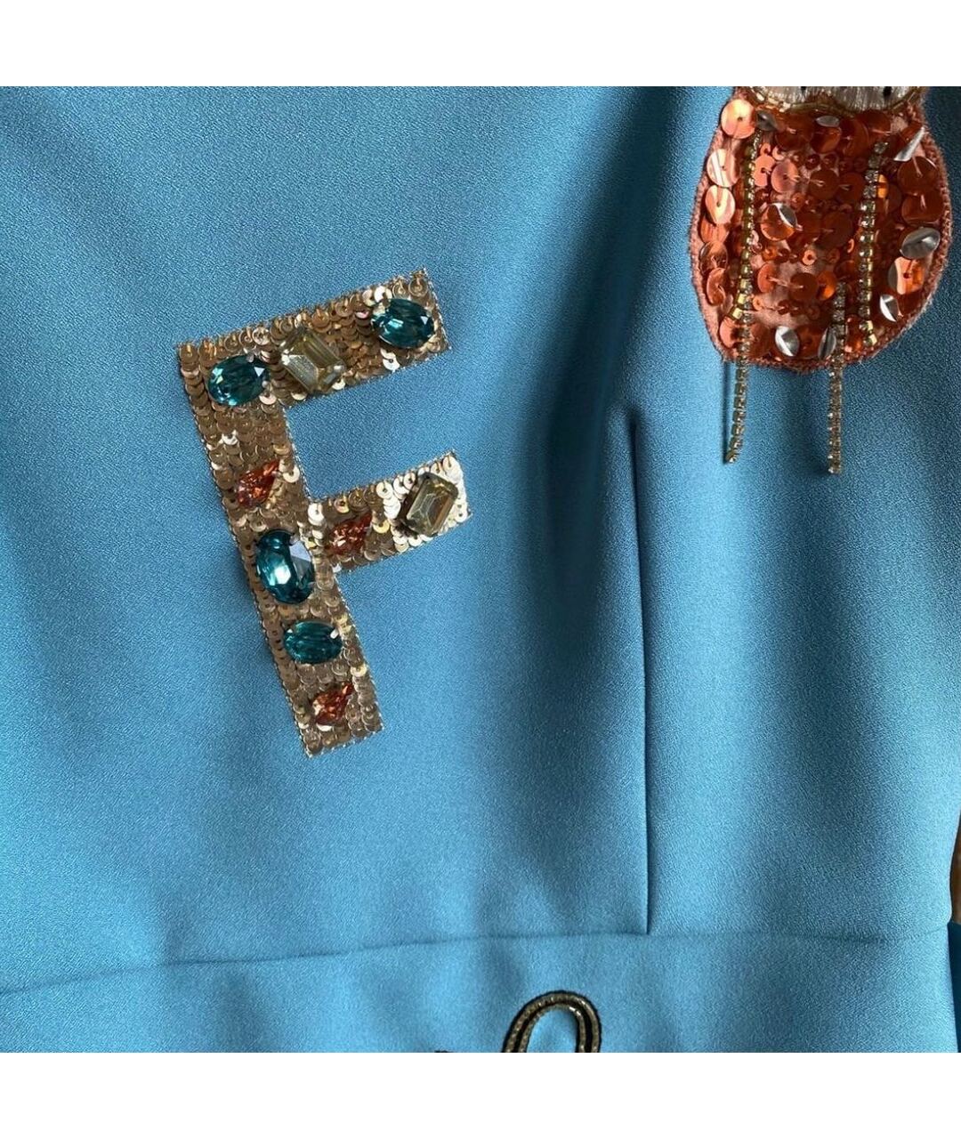 ELISABETTA FRANCHI Голубое полиэстеровое повседневное платье, фото 6