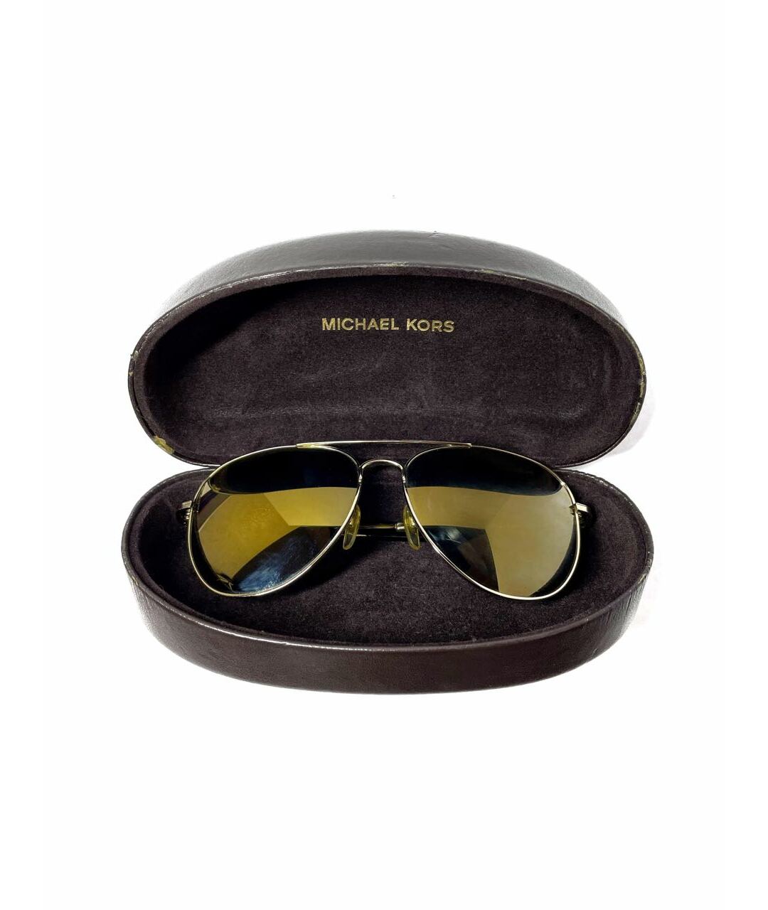 MICHAEL KORS Золотые металлические солнцезащитные очки, фото 1