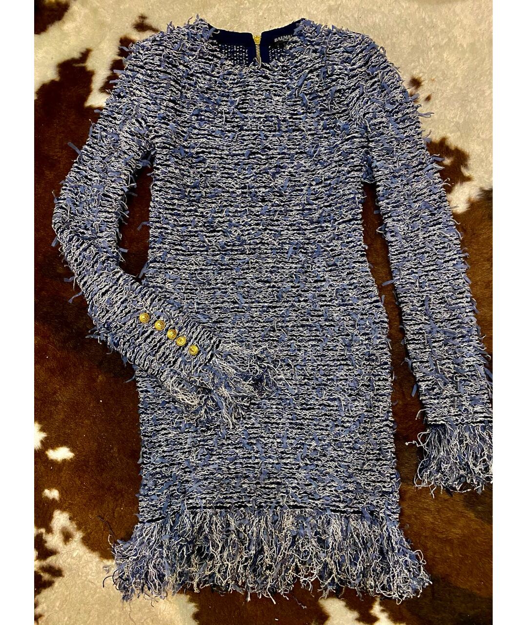 BALMAIN Голубое полиамидовое повседневное платье, фото 4