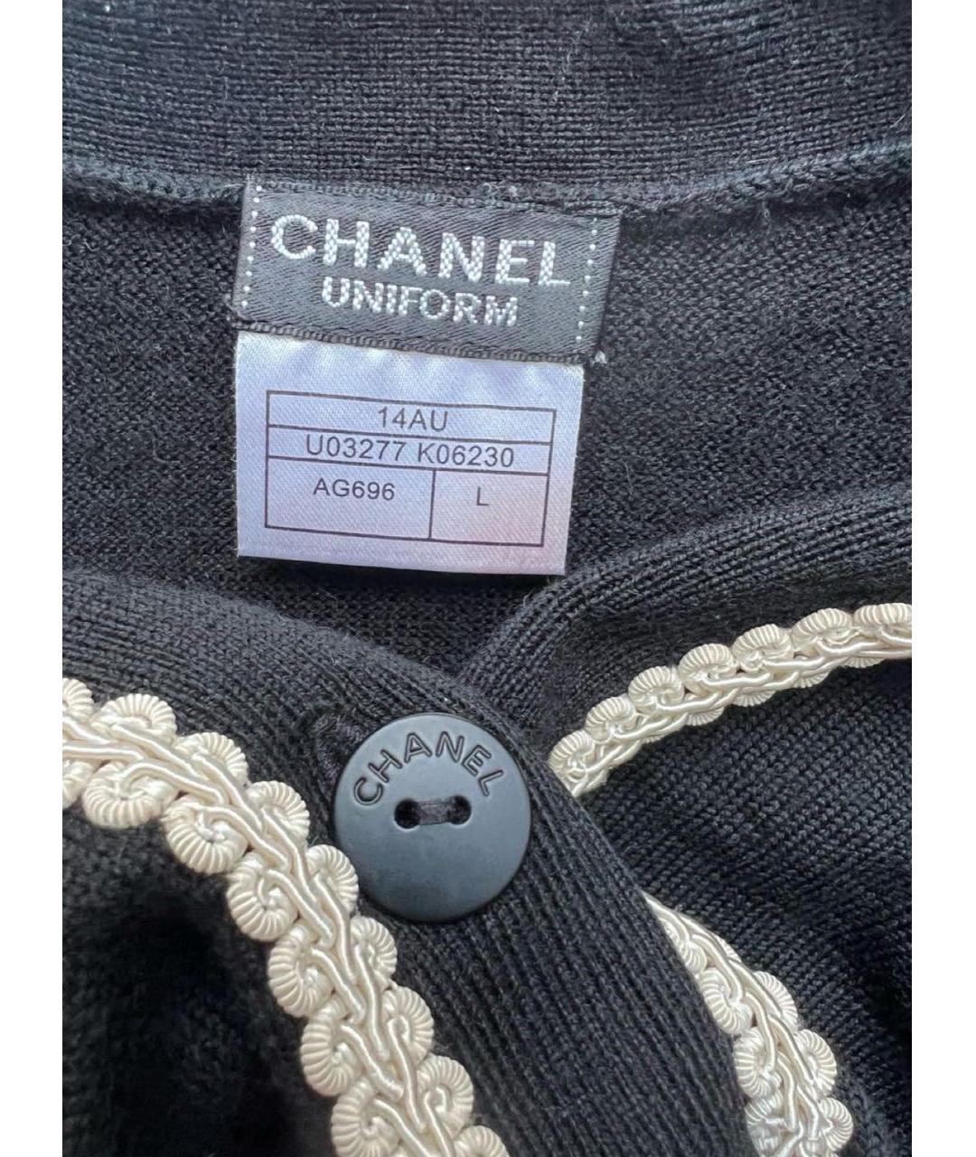 CHANEL Черный шерстяной кардиган, фото 3