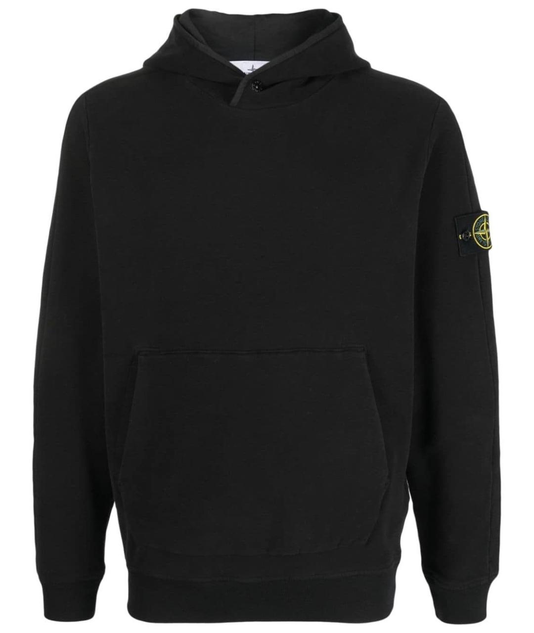 STONE ISLAND Черная хлопковая футболка, фото 1