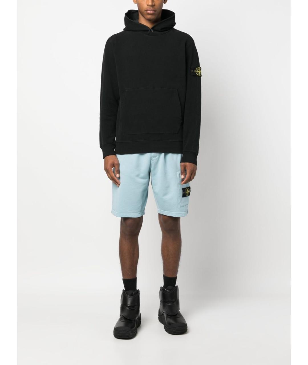 STONE ISLAND Черная хлопковая футболка, фото 2