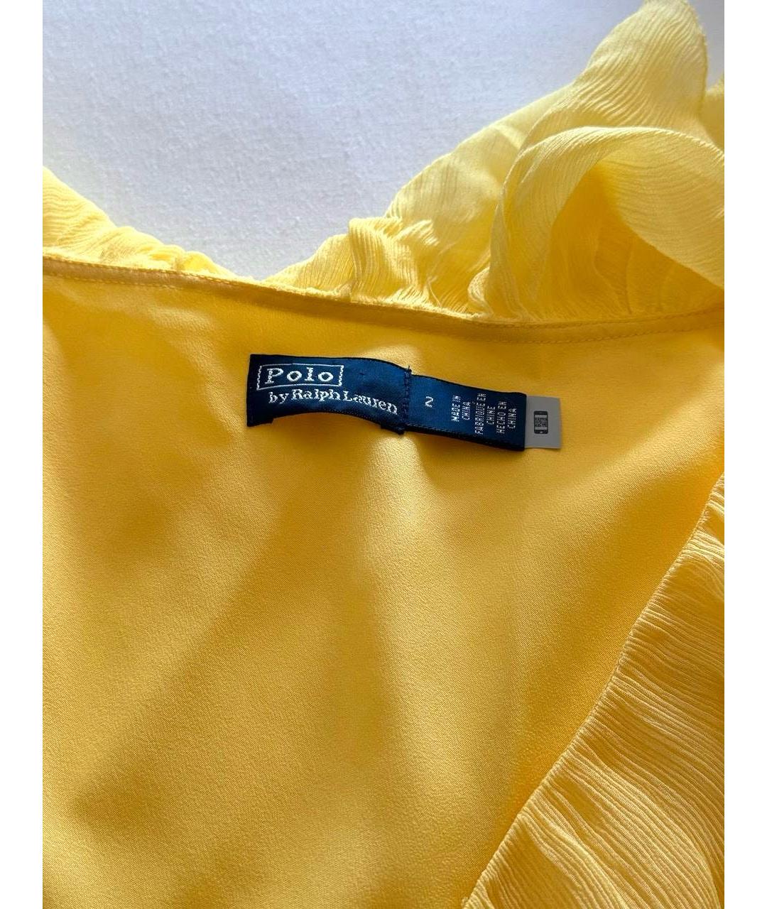 POLO RALPH LAUREN Желтое вискозное коктейльное платье, фото 5