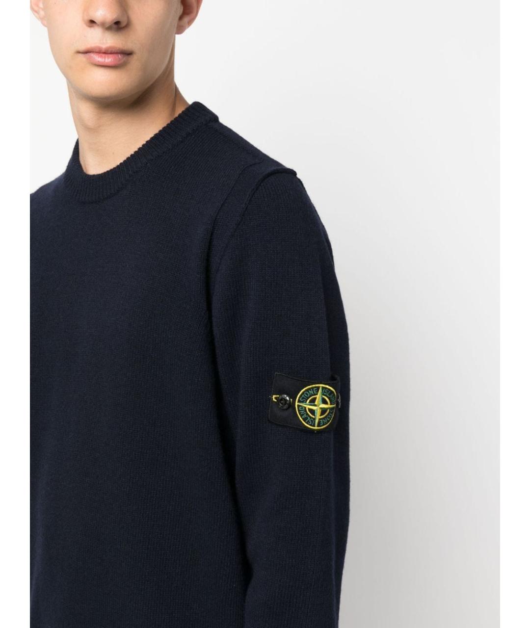 STONE ISLAND Темно-синий шерстяной джемпер / свитер, фото 5