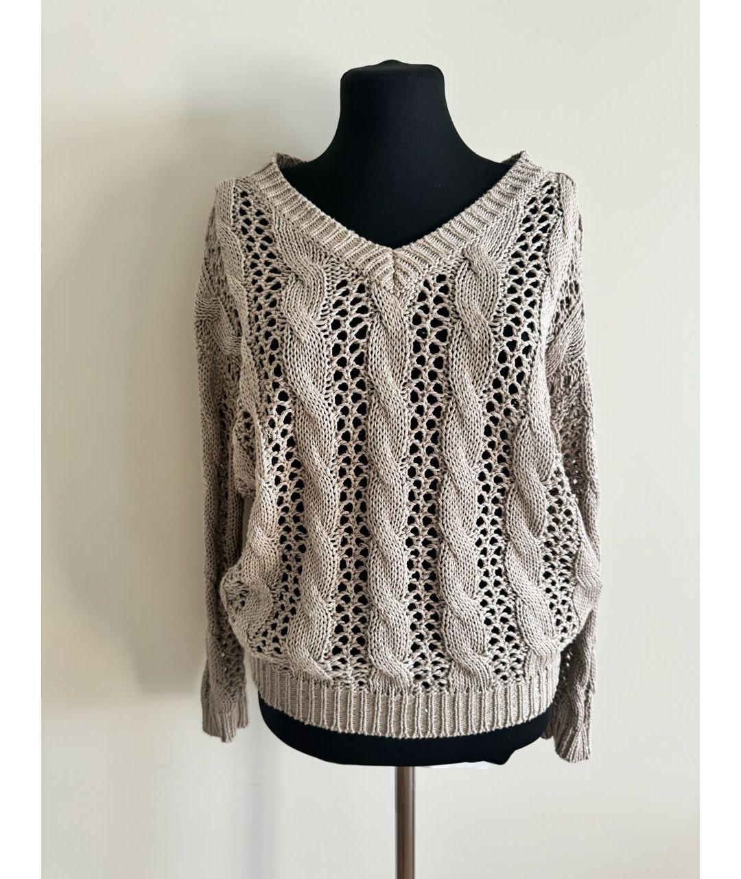 BRUNELLO CUCINELLI Бежевый хлопковый джемпер / свитер, фото 7