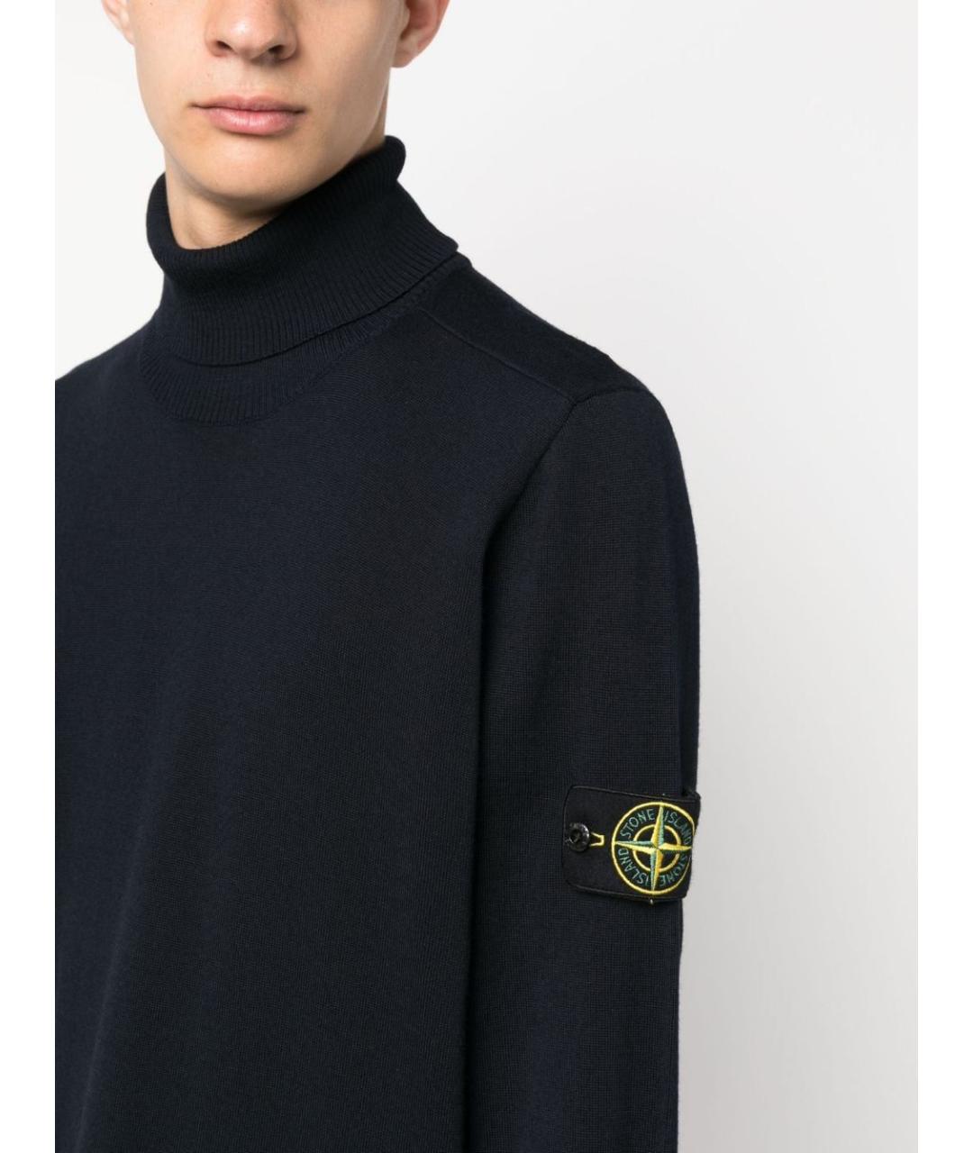 STONE ISLAND Темно-синий шерстяной джемпер / свитер, фото 5