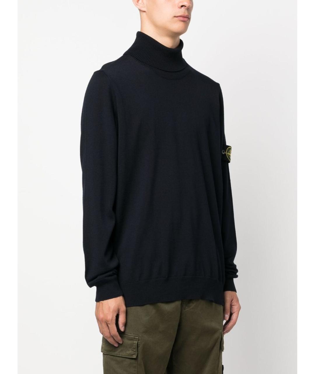 STONE ISLAND Темно-синий шерстяной джемпер / свитер, фото 3