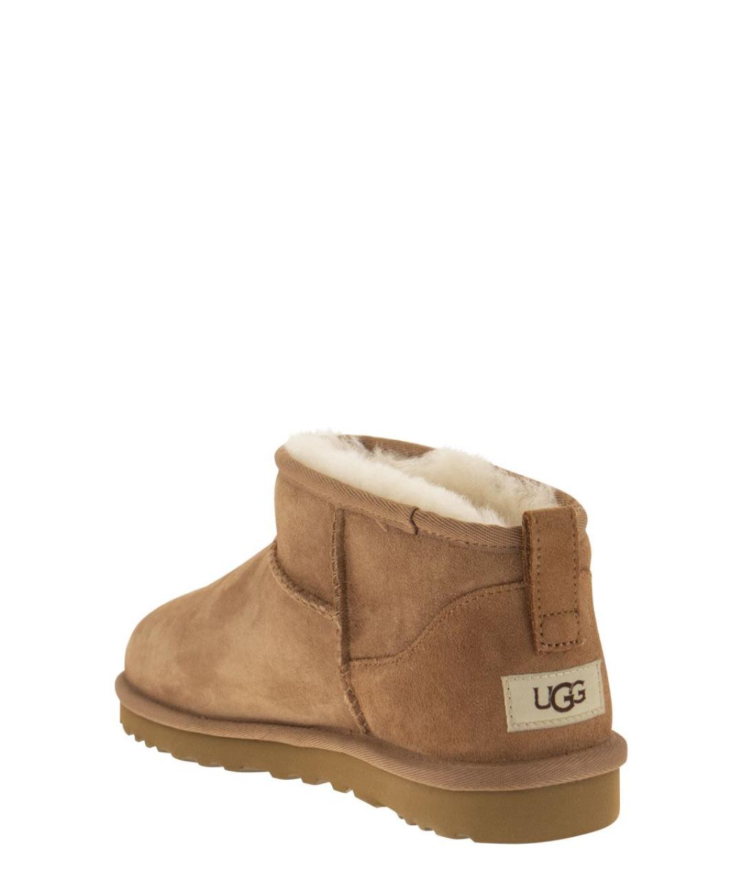 UGG AUSTRALIA Бежевые кожаные низкие ботинки, фото 3