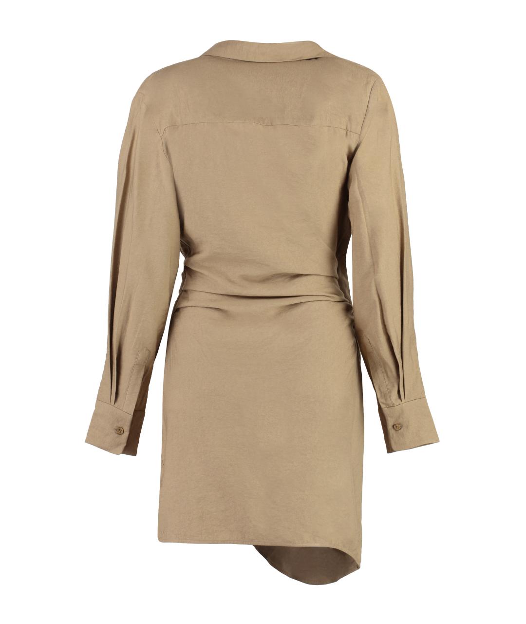JACQUEMUS Бежевое вискозное коктейльное платье, фото 2