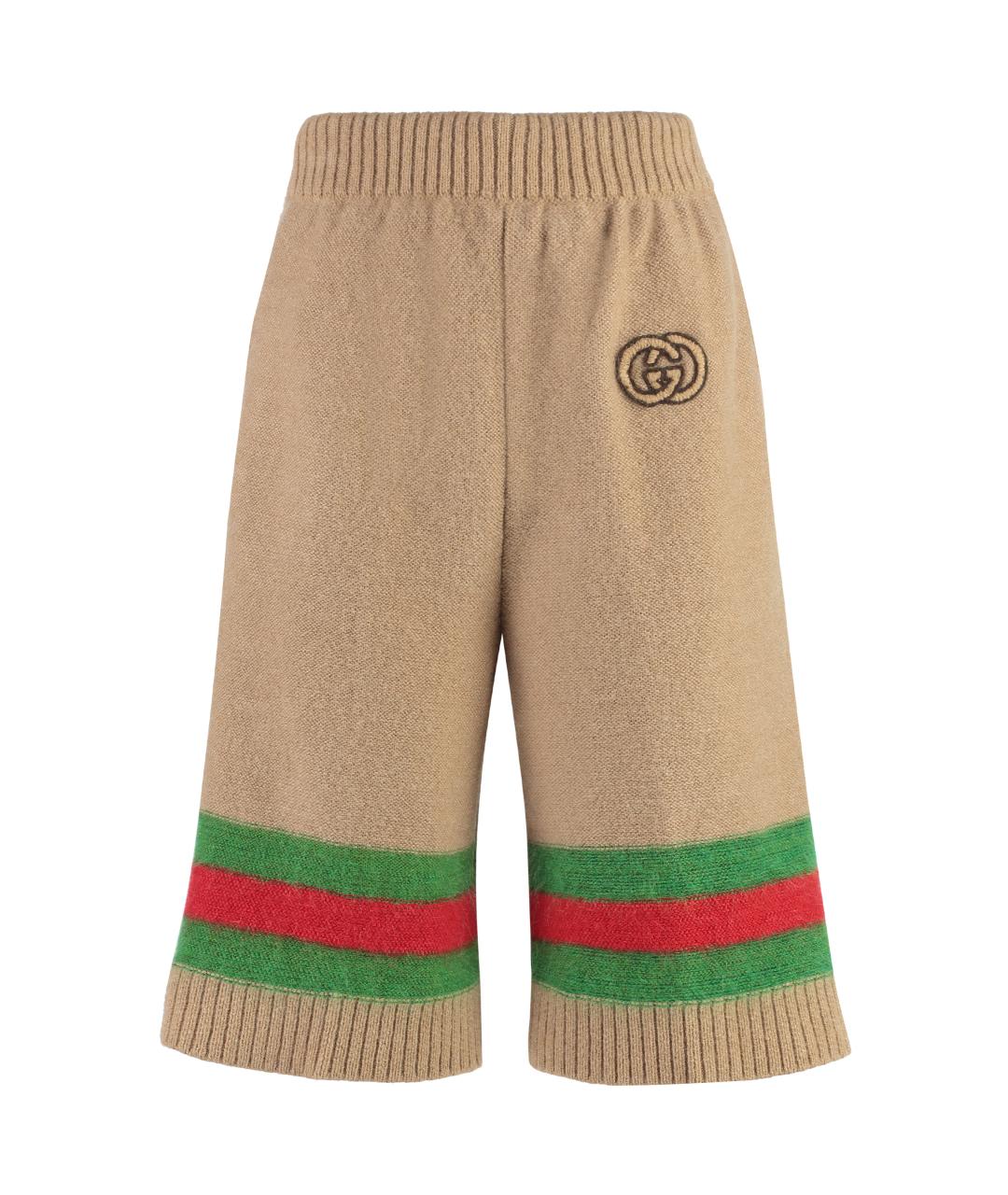 GUCCI Бежевые шерстяные прямые брюки, фото 1